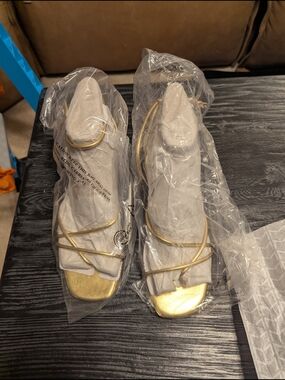 Marc Fisher Metallic Gold Strappy Heeled Sandals